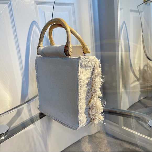 UNUSED❤️🔥 Zara Women Cotton Crochet Basket Purse Square Fring Summer Bag - Picture 5 of 10